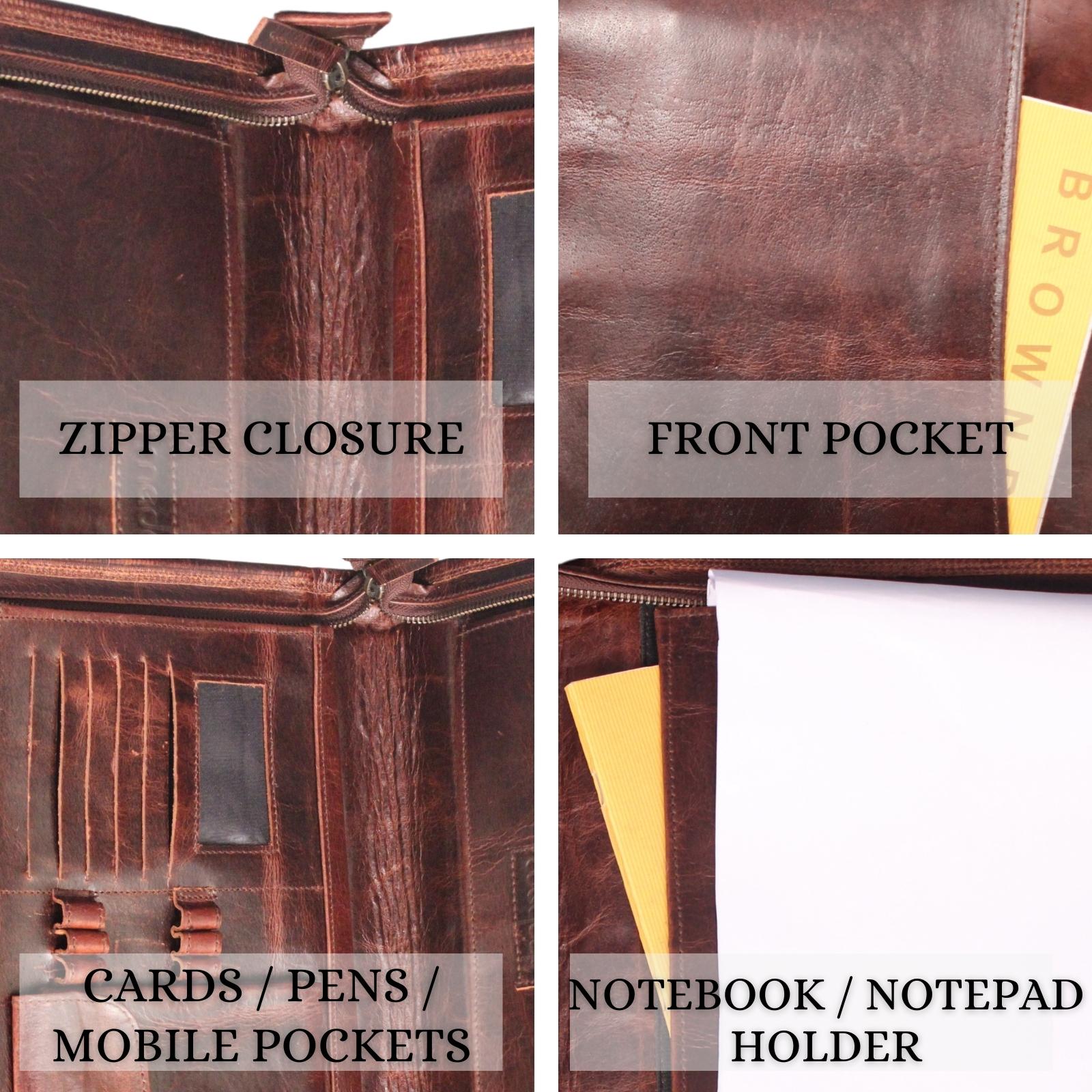  Buffalo Leather File folder Business Padfolio iPad Holder Document Organizer